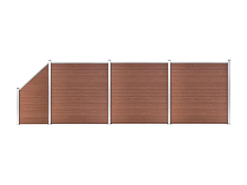 Ensemble de clôture WPC 3 Carré + 1 Incliné 619x186 Marron