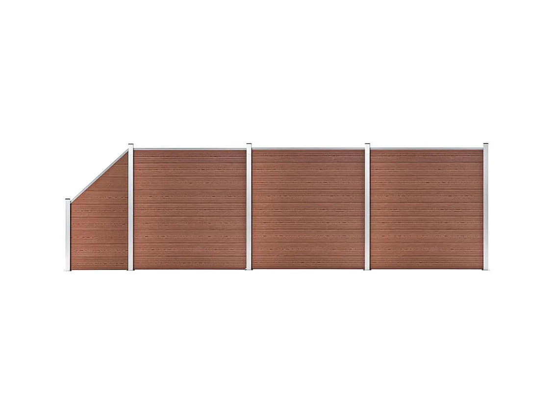 Ensemble de clôture WPC 3 Carré + 1 Incliné 619x186 Marron