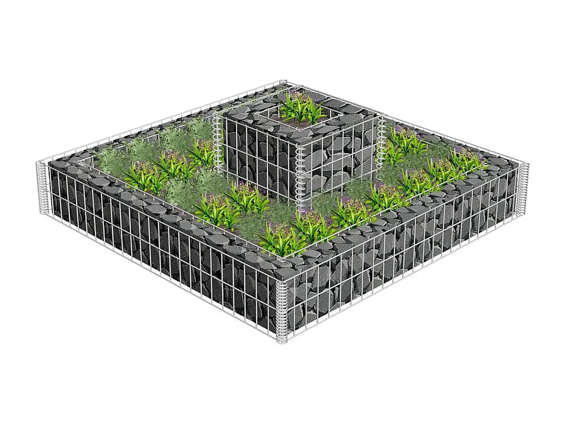 Jardinière en gabion Acier galvanisé 120x120x20