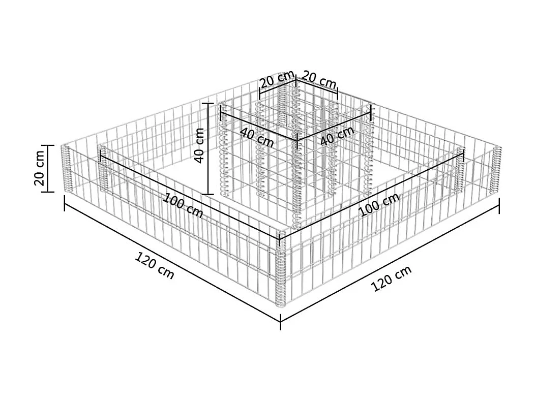 Jardinière en gabion Acier galvanisé 120x120x20