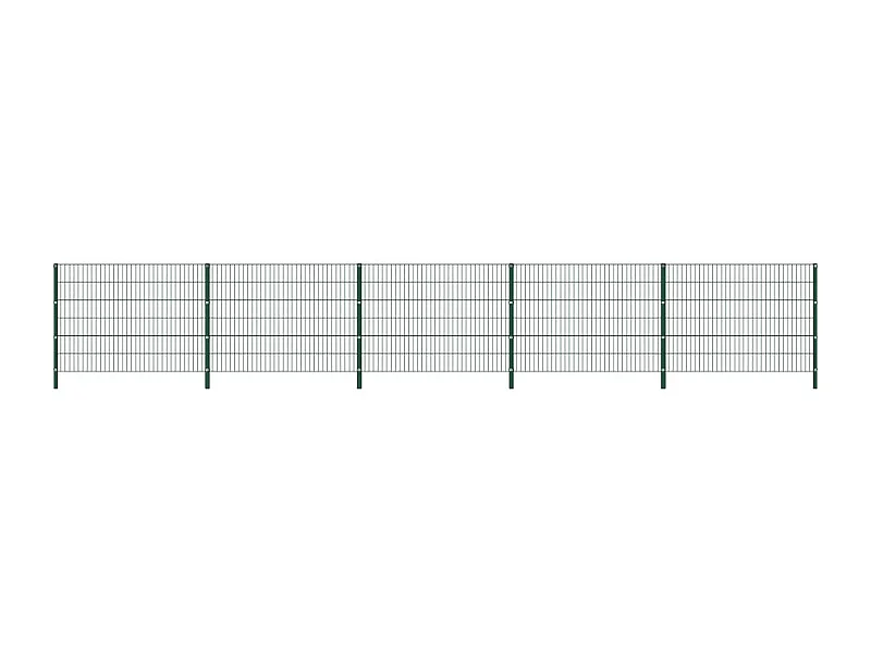 Panneau de clôture avec poteaux Fer 8,5 x 1,2 m Vert