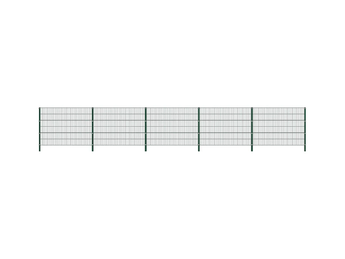 Panneau de clôture avec poteaux Fer 8,5 x 1,2 m Vert