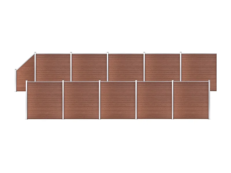 Ensemble de clôture WPC 10 Carré + 1 Incliné 1830x186 Marron