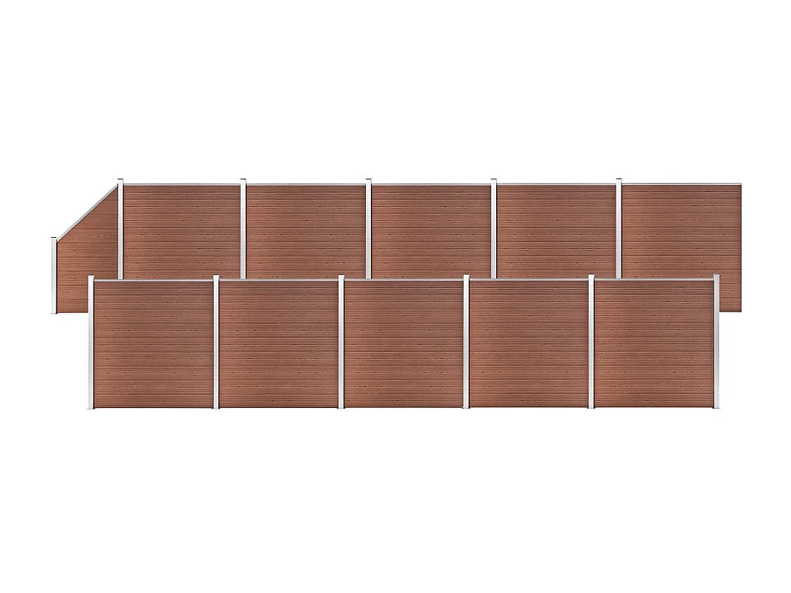 Ensemble de clôture WPC 10 Carré + 1 Incliné 1830x186 Marron