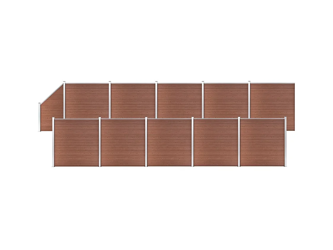 Ensemble de clôture WPC 10 Carré + 1 Incliné 1830x186 Marron