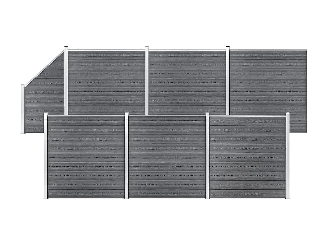 Ensemble de clôture WPC 6 Carré + 1 Incliné 1138x186 Gris