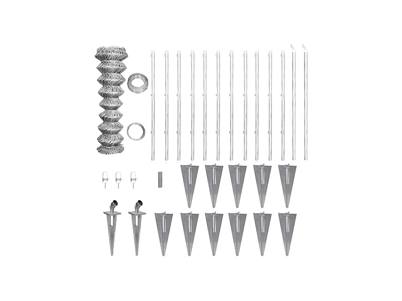 Clôture à mailles losangées et poteaux Acier galvanisé 25x1,5 m