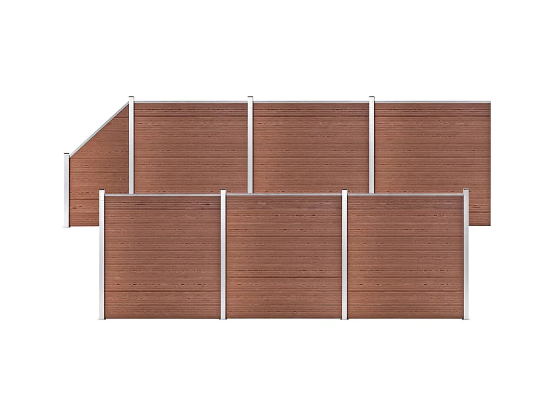 Ensemble de clôture WPC 6 Carré + 1 Incliné 1138x186 Marron