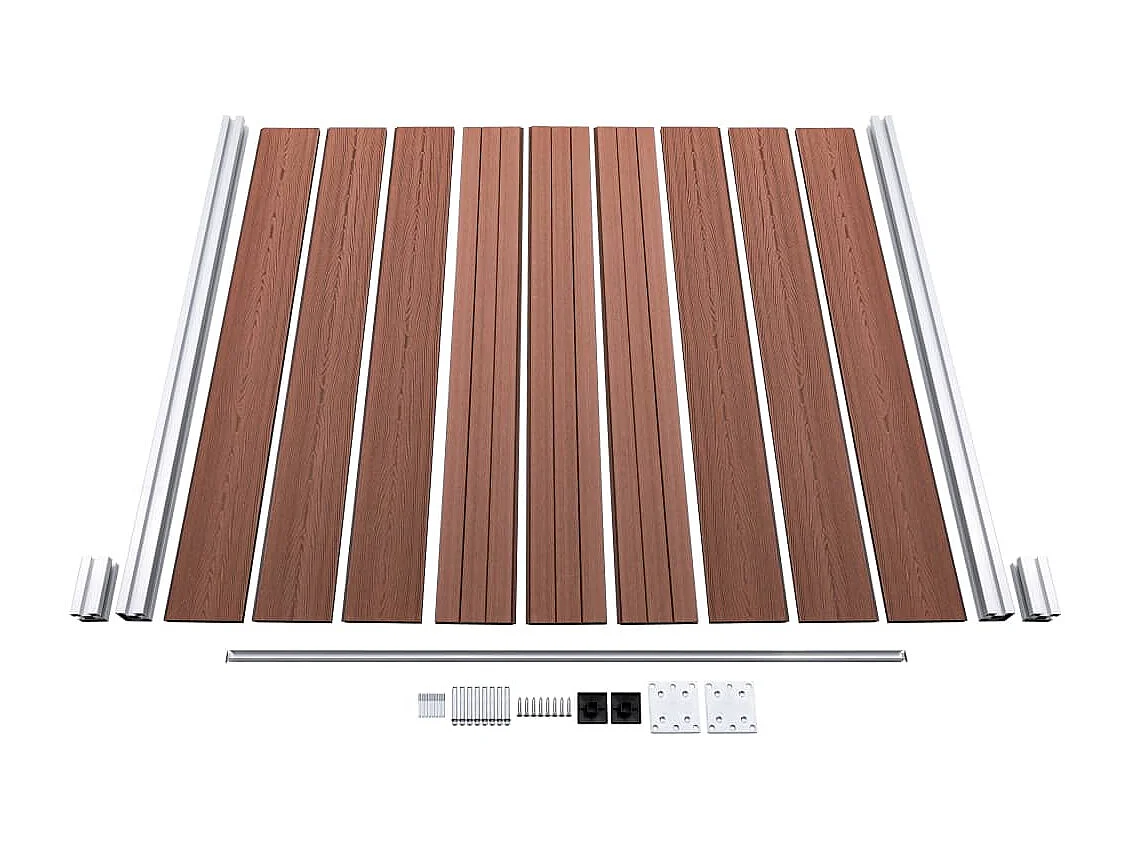 Ensemble de clôture WPC 6 Carré + 1 Incliné 1138x186 Marron