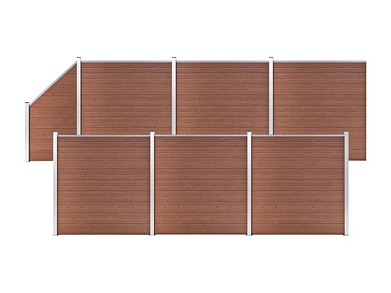 Ensemble de clôture WPC 6 Carré + 1 Incliné 1138x186 Marron