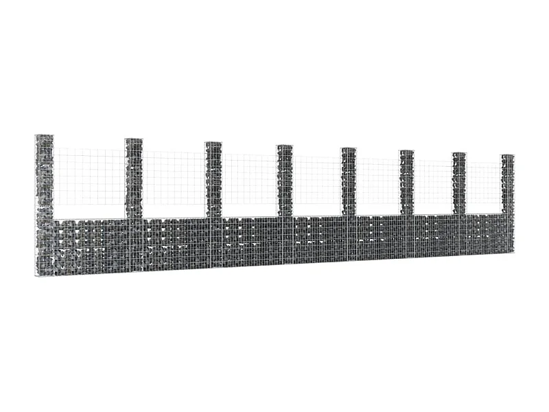 Panier de gabion en forme de U avec 8 poteaux Fer 860x20x200
