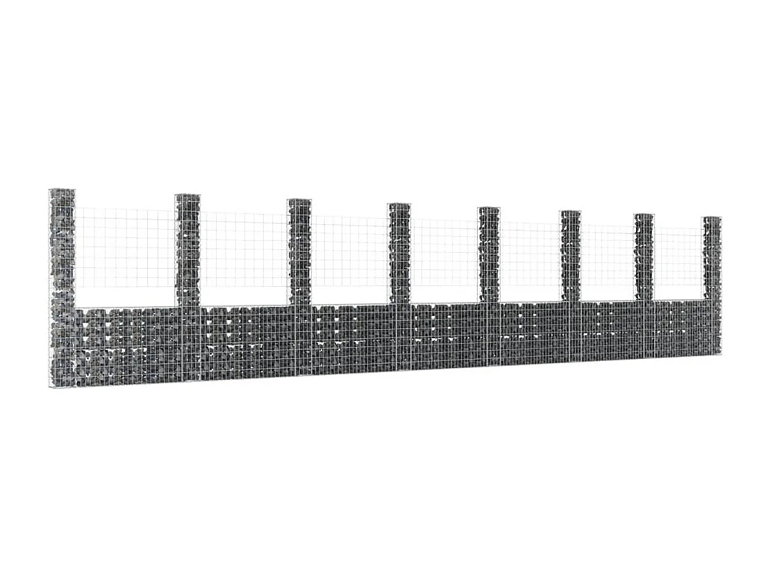 Panier de gabion en forme de U avec 8 poteaux Fer 860x20x200