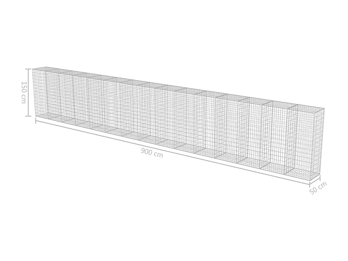 Mur à gabion avec couvercles Acier galvanisé 900 x 50x150