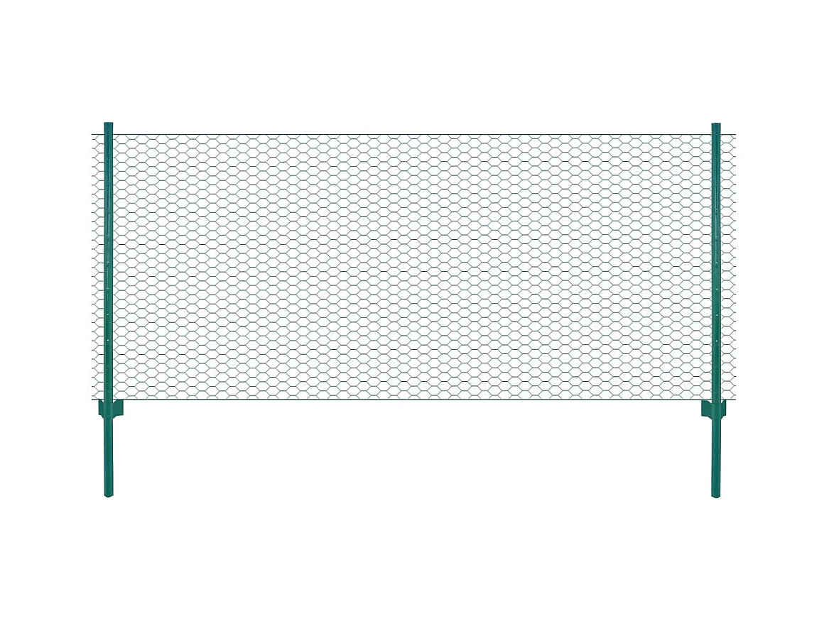 Draadgaashek met palen 25x0,5 m staal groen