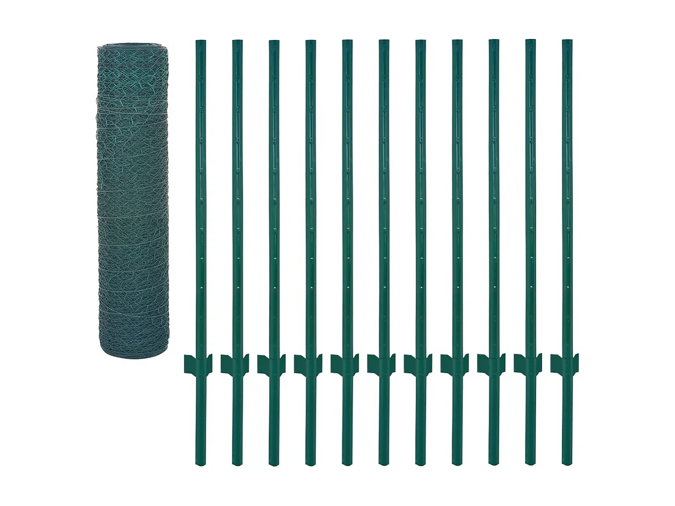 Draadgaashek met palen 25x0,5 m staal groen