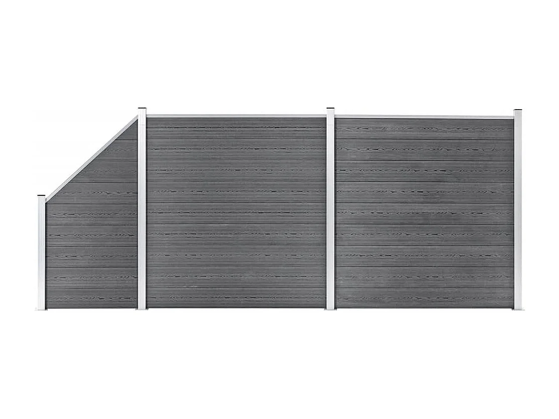 Schuttingset 2 vierkant en 1 schuin 446x186 cm HKC grijs