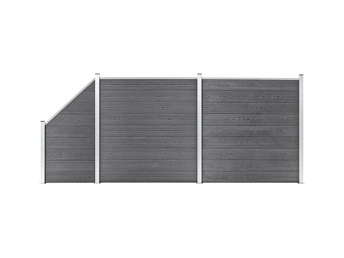 Ensemble de clôture WPC 2 Carré + 1 Incliné 446x186 Gris