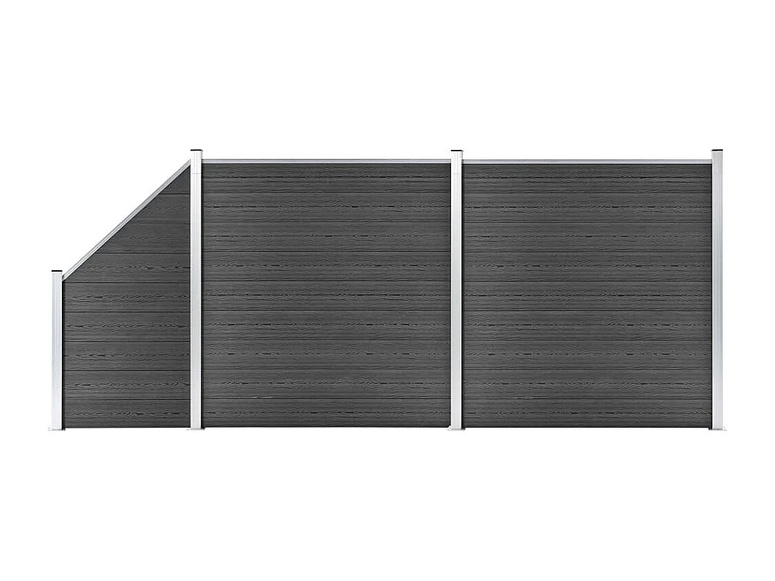 Ensemble de panneau de clôture WPC 446x(105-186) cm Noir