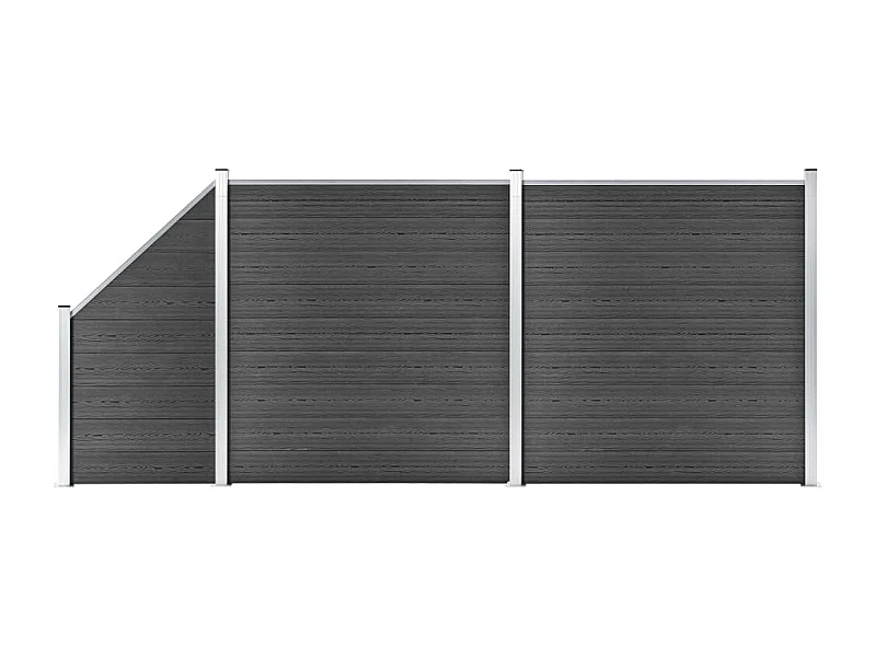 Ensemble de panneau de clôture WPC 446x(105-186) cm Noir