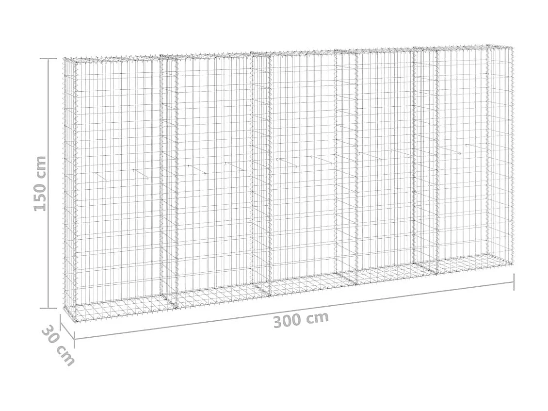 Mur en gabion avec couvercles Acier galvanisé 300x30x150