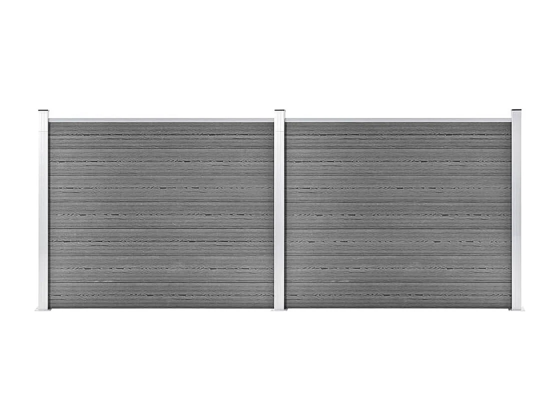 Ensemble de panneau de clôture WPC 353x146 Gris