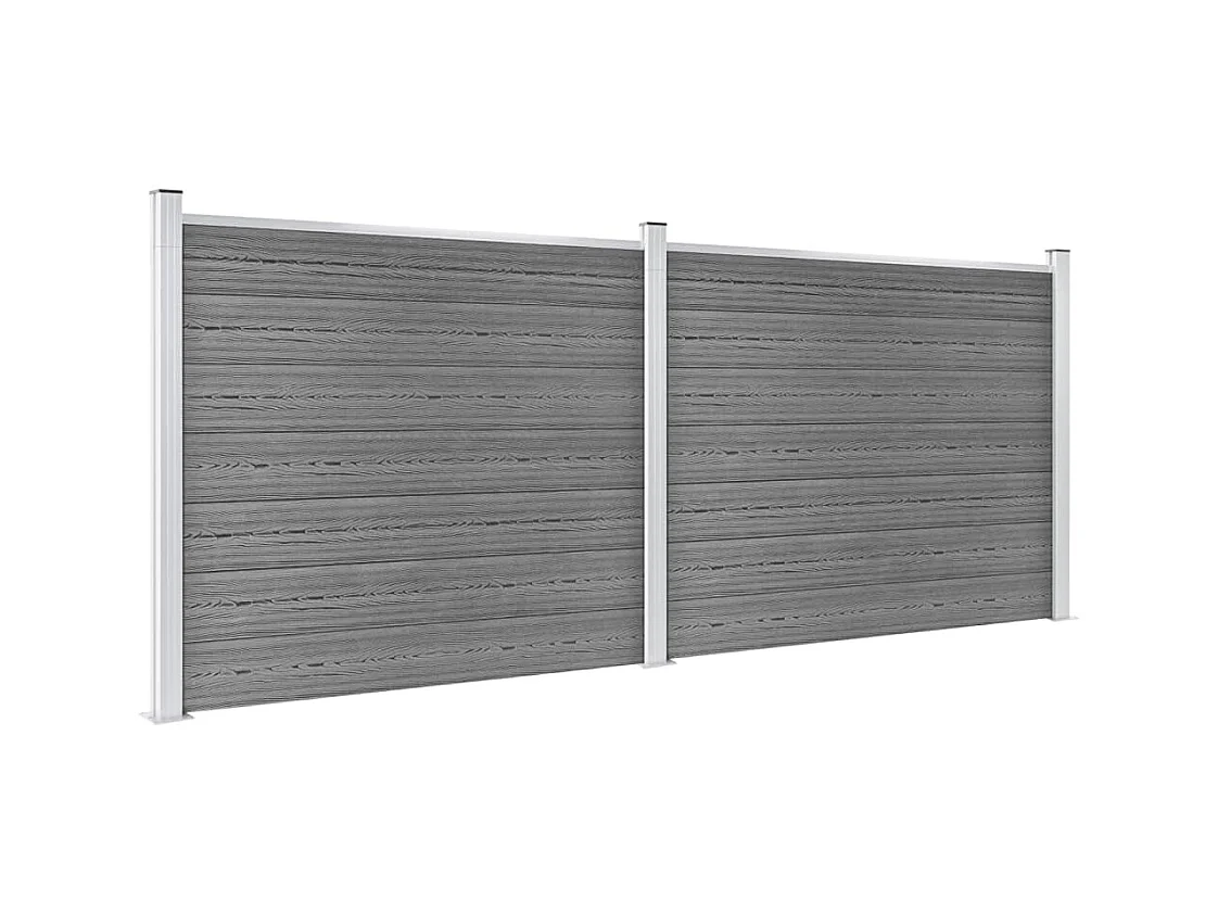 Ensemble de panneau de clôture WPC 353x146 Gris