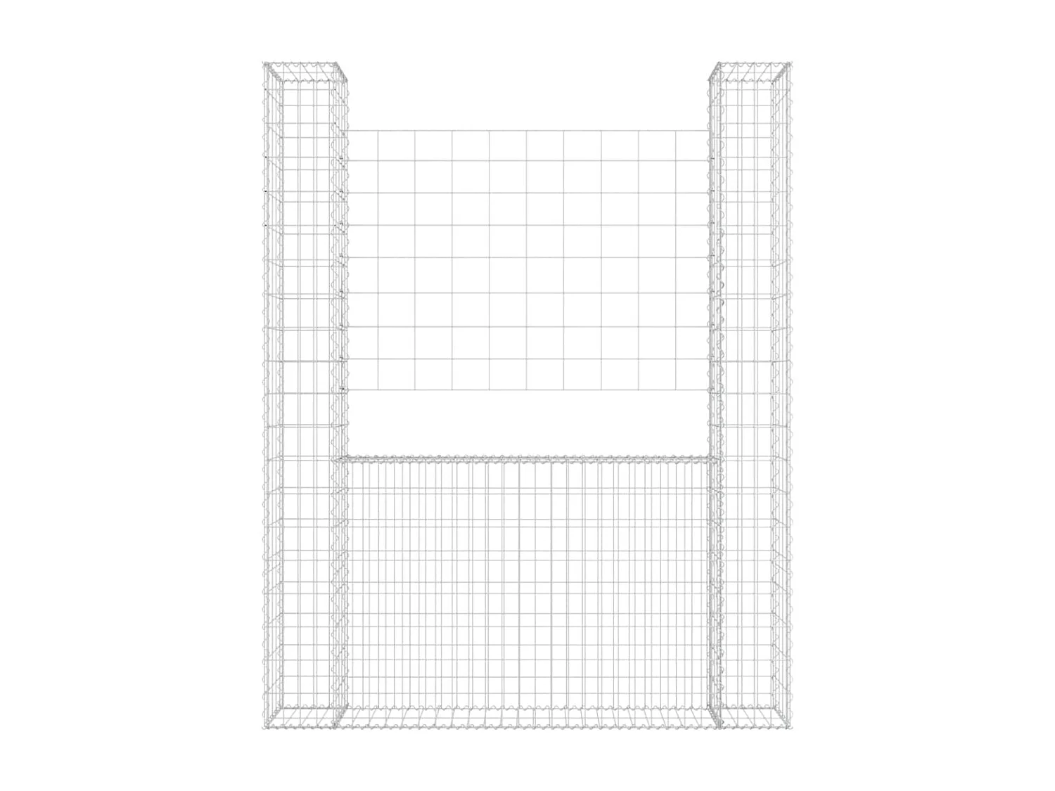 Panier de gabion en forme de U avec 2 poteaux Fer 140x20x200