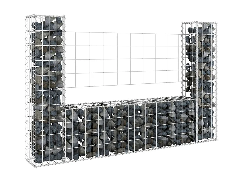 Panier de gabion en forme de U avec 2 poteaux Fer 140x20x100