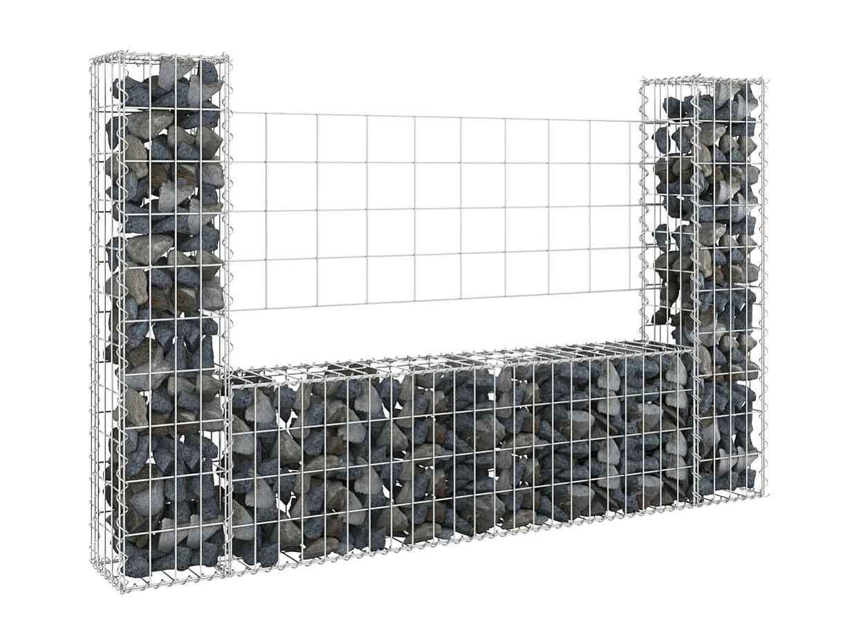 Panier de gabion en forme de U avec 2 poteaux Fer 140x20x100