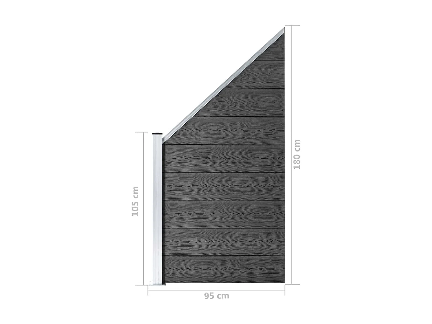Panneau de clôture WPC 95x(105-180) cm Noir