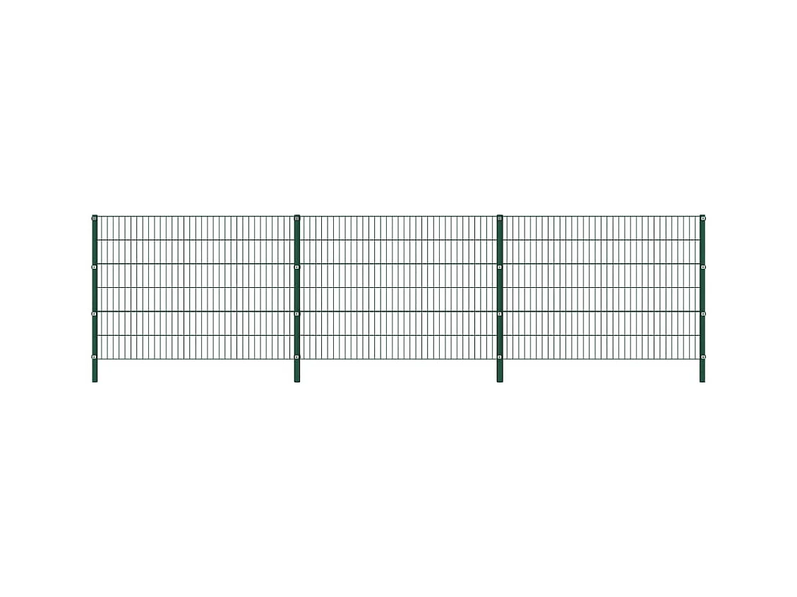 Panneau de clôture avec poteaux Fer 5,1 x 1,2 m Vert
