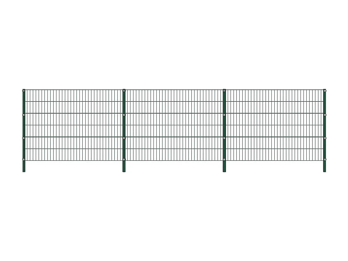 Panneau de clôture avec poteaux Fer 5,1 x 1,2 m Vert