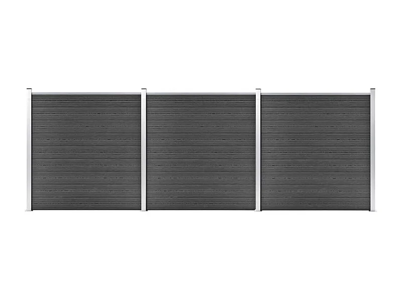 Ensemble de panneau de clôture WPC 526x186 Noir
