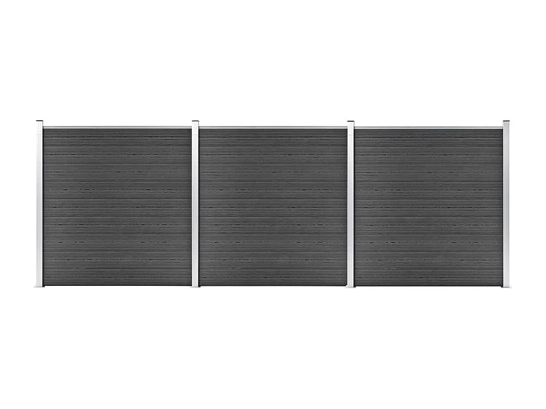 Ensemble de panneau de clôture WPC 526x186 Noir