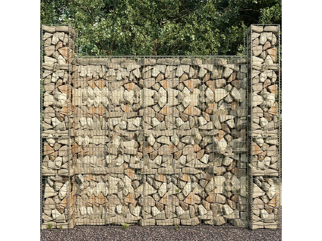 Paniers de gabion 3 pcs Acier galvanisé 25 x 25x197