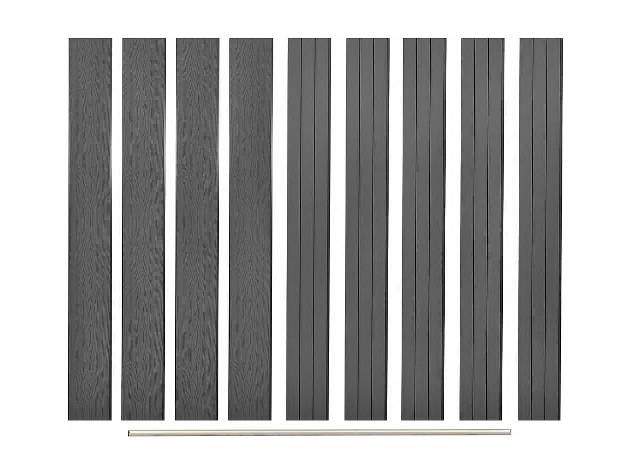 Panneaux de clôture de remplacement 9 pcs WPC 170cm Gris