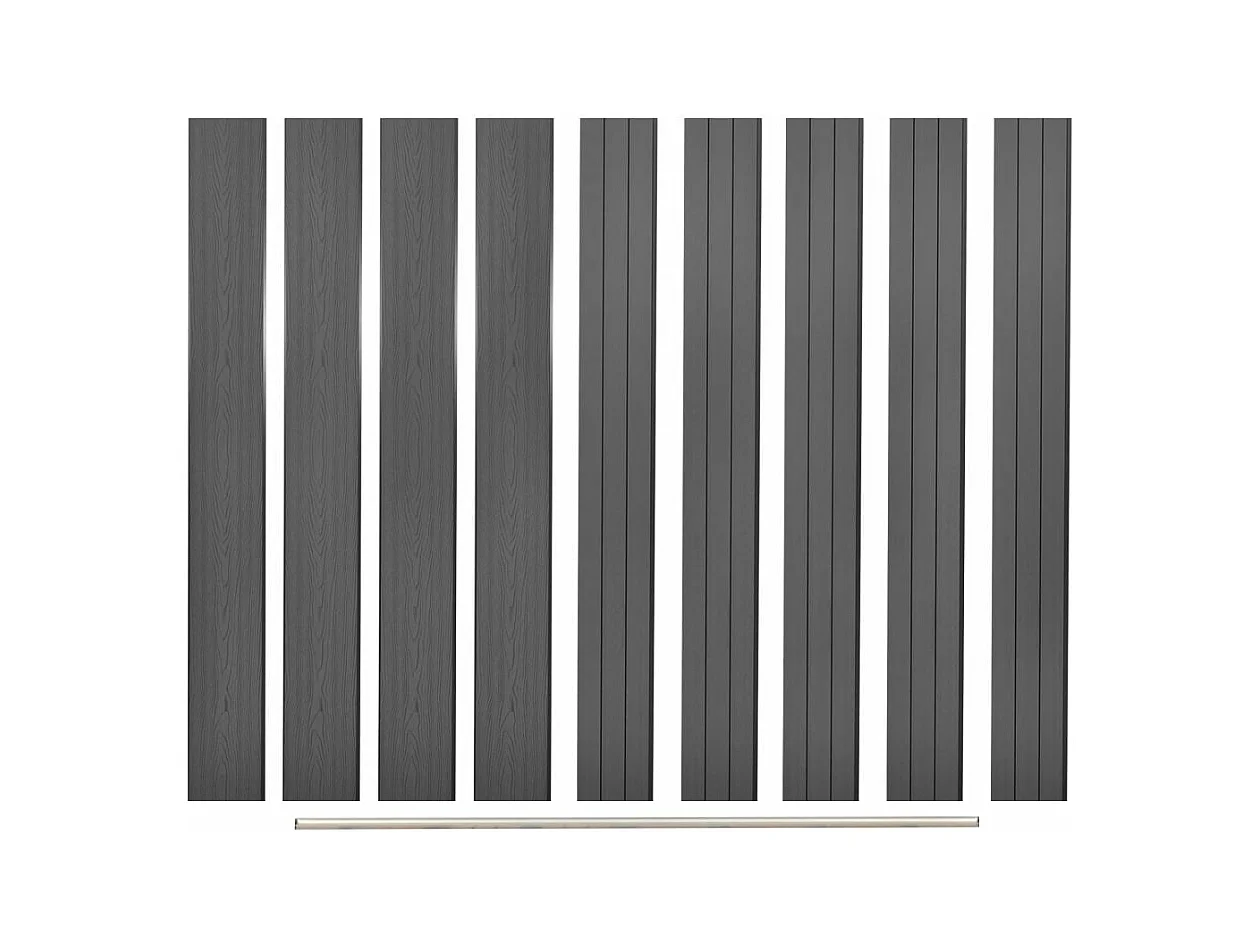 Panneaux de clôture de remplacement 9 pcs WPC 170cm Gris