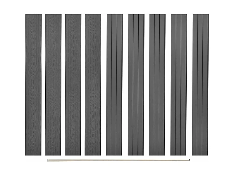 Panneaux de clôture de remplacement 9 pcs WPC 170cm Gris