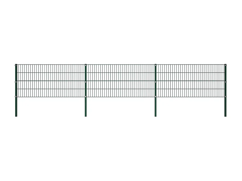 Panneau de clôture avec poteaux Fer 5,1 x 0,8 m Vert