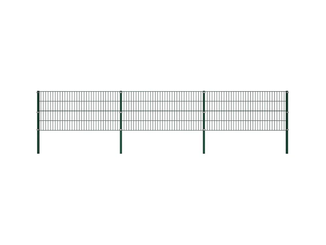 Panneau de clôture avec poteaux Fer 5,1 x 0,8 m Vert