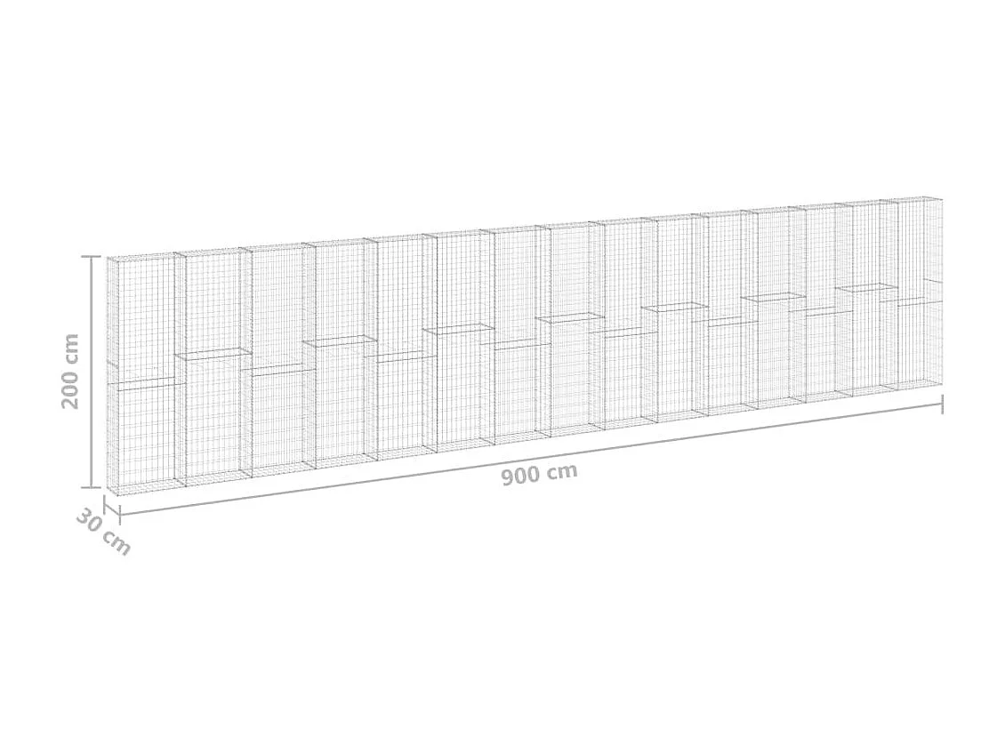 Mur en gabion avec couvercles Acier galvanisé 900x30x200