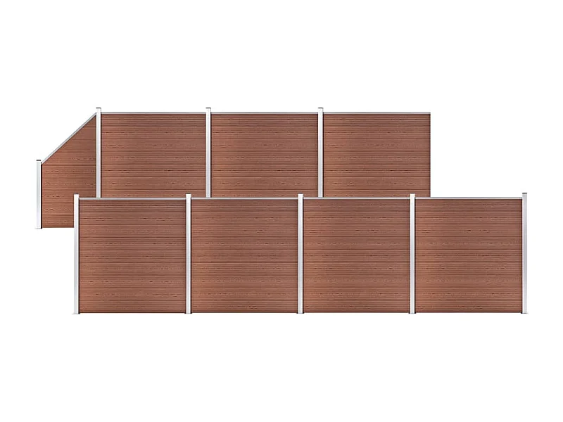 Ensemble de clôture WPC 7 Carré + 1 Incliné 1311x186 Marron