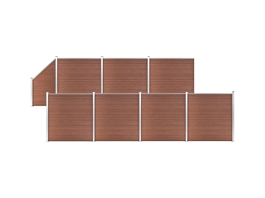 Ensemble de clôture WPC 7 Carré + 1 Incliné 1311x186 Marron