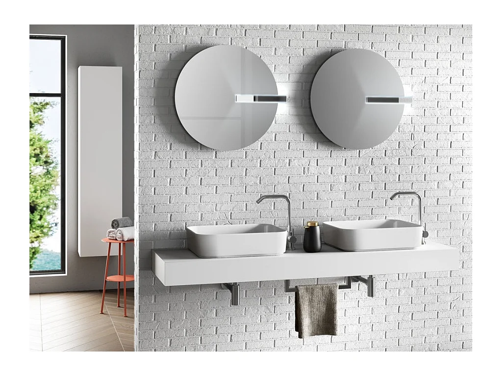 Ensemble meuble de salle de bain blanc double vasque et miroirs à LED Kyo L 165cm