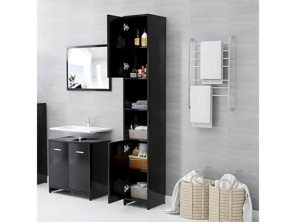Ensemble de meubles de salle de bain 4 pcs Noir