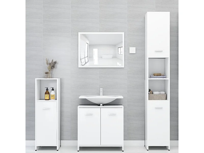 Ensemble de meubles de salle de bain 4 pcs Blanc 2