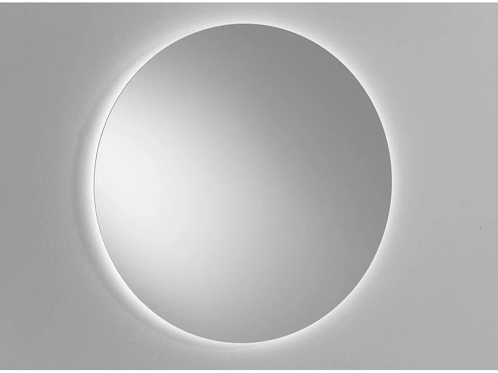 Ensemble meuble de salle de bain 2 tiroirs laqué blanc et marron et miroir lumineux Lago L 120cm