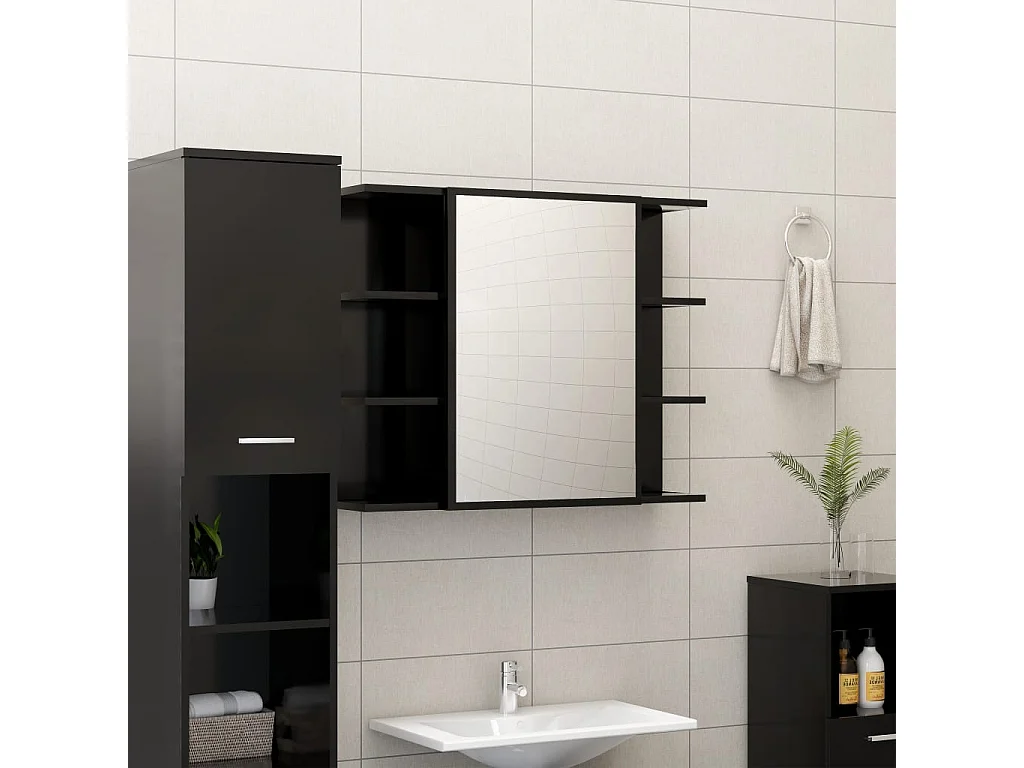 Ensemble de meubles de salle de bain 3 pcs Noir 4