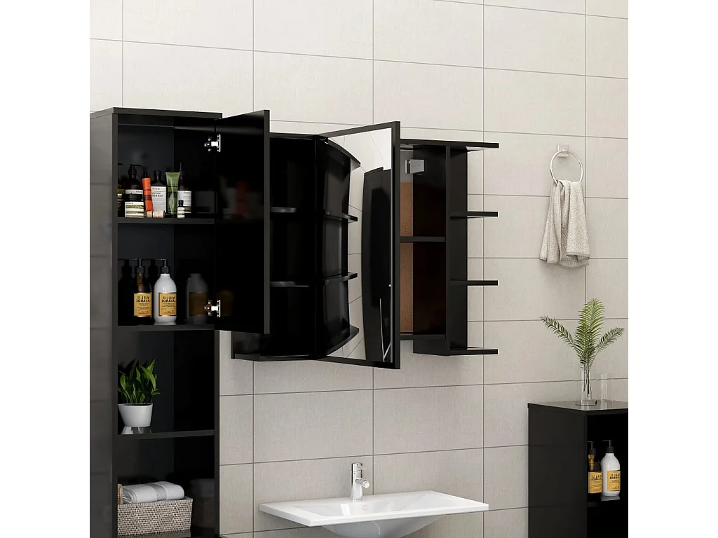 Ensemble de meubles de salle de bain 3 pcs Noir 4