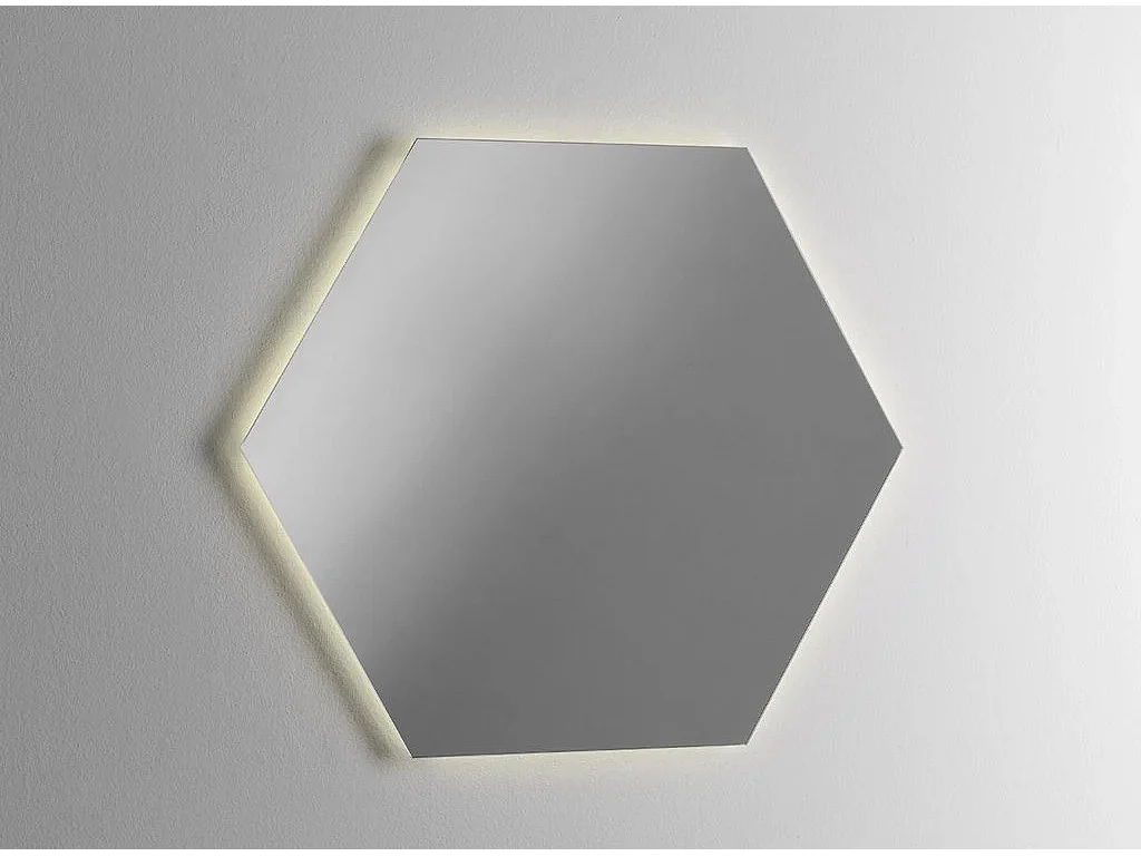 Ensemble meuble de salle de bain 2 tiroirs laqué blanc et chêne et miroir lumineux Lago L 100cm